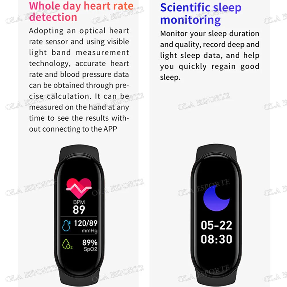 Fashion Smart Watch Fitness Bracelet Sports Waterproof Health Monitor Watch Smart Band BT Control Photo Capture Smart Wristband